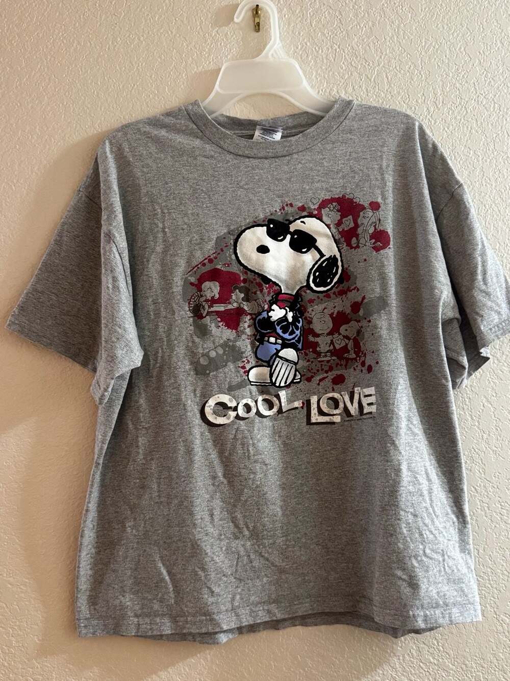 Vintage Peanuts Snoopy Joe Cool T-Shirt  XL Gray Cool Love Y2K  Velvety Graphic